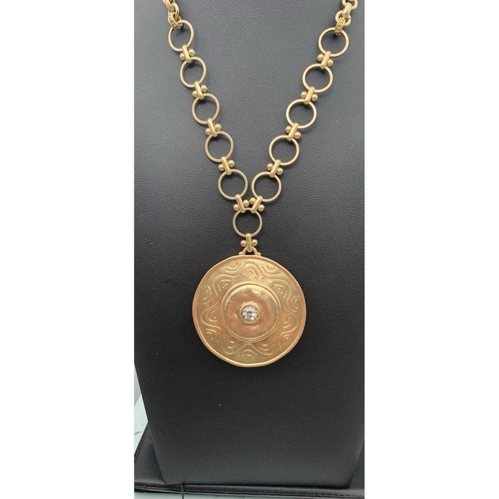 Chico's Gold Tone Statement Medallion Necklace - Picture 3 of 5